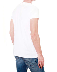 Black Star - Men's T-Shirt Round Collar (White)