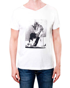 Blues Man Print - Men's V Neck T-Shirt (White)