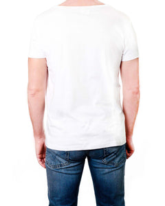 Blues Man Print - Men's V Neck T-Shirt (White)