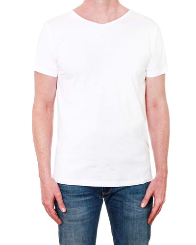 Plain Men's V Neck T-Shirt (White)