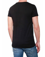 Up-Cycled Denim Pocket - Round Collar Men's T-Shirt (Black)