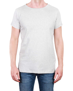 Plain Men's T-Shirt - Raw Cut Round Collar (Grey)