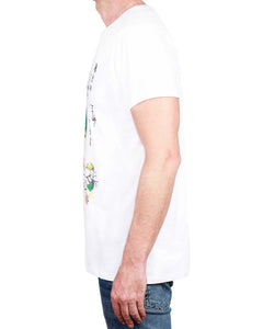 Japanese Green Bird - Men's Round Collar T-Shirt (White)