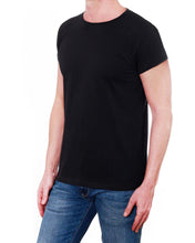 Plain Men's T-Shirt - 50's Style Crew Collar (Black)