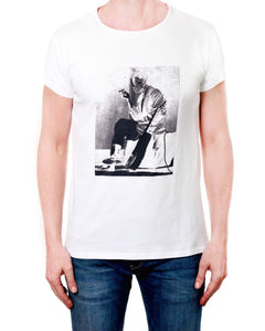 Blues Man Print - Men's 50s Style T-Shirt (White)