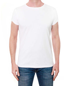 Plain Men's T-Shirt - 50's Style Crew Collar (White)