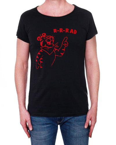 RAD Red Print- Men's T-Shirt - Round Collar (50's Cut) Black