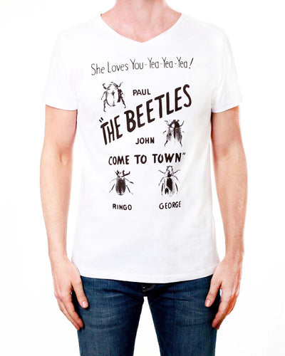 The Beatles Tour Poster - Men's T-Shirt - V-Neck (White)