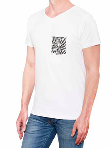 Zebra Print Pocket - Men's V Neck T-Shirt (White)